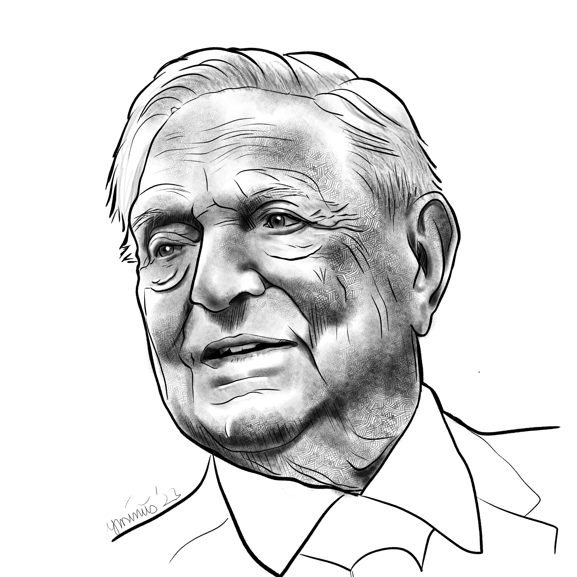 George Soros - Procreate bw